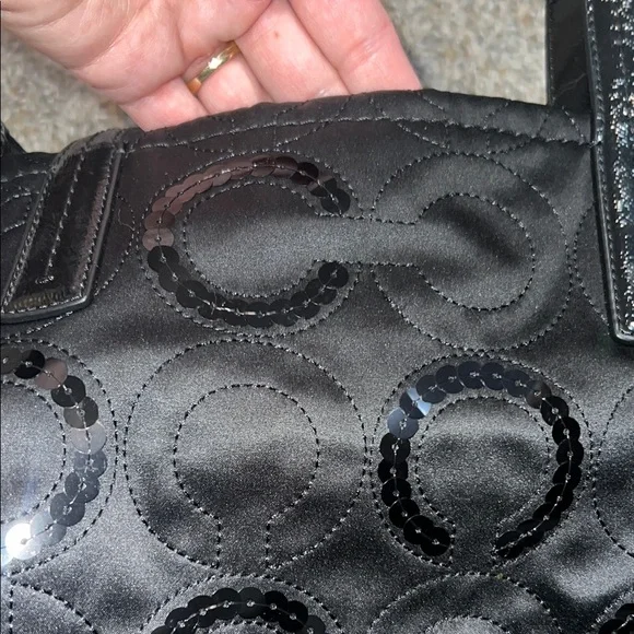 Coach Black Structured Tote Bag with Metallic Accents - Picture 12 of 12